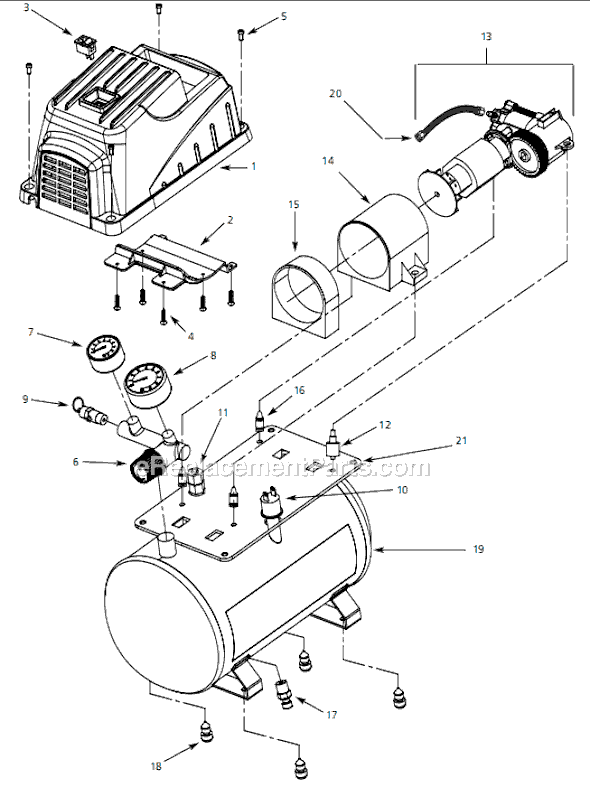 Page A Diagram and Parts List for FP209401 2007 Campbell Hausfeld Compressor